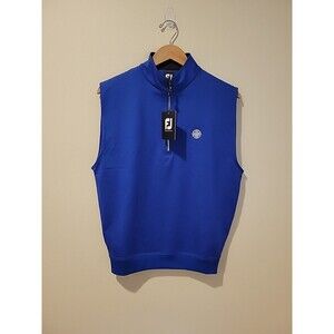 NWT Mens FJ Footjoy Gathered Waist Half Zip Performance Vest Jacket S Ocean Blue